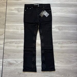 Lost Shdws Studded Denim Jeans Black Size 34 Flare Designer Pants New